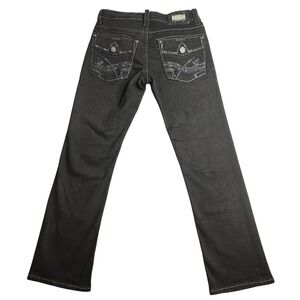 Western Blue Straight Fit Jeans Mens 30x30 Black Embroidered Stitch Denim